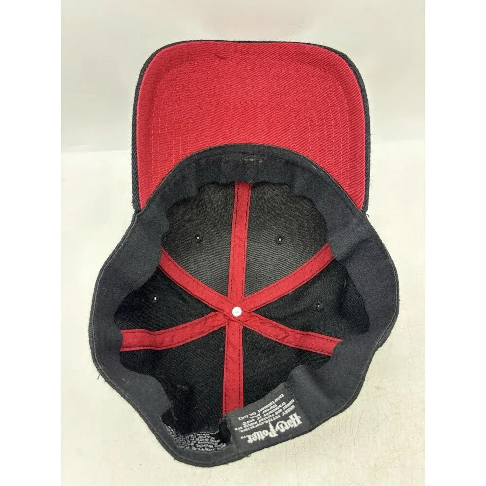 Harry Potter Platform 9 3/4 Fitted Flex Fit Hat Black Crimson Red Underbrim